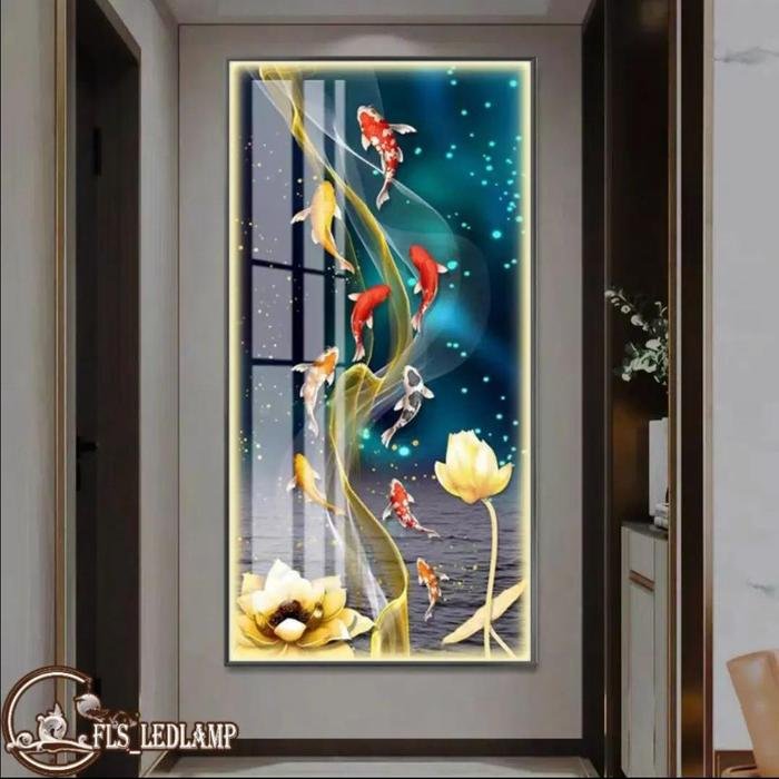 Painting LED Azure 9 Koi's Harmony Frame Gold set