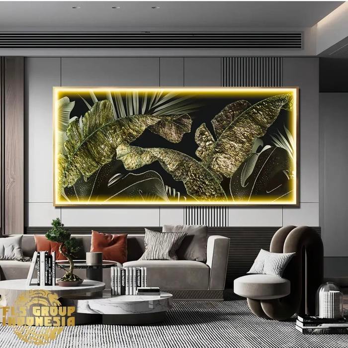 Painting LED Emerald Palm Frame Gold set