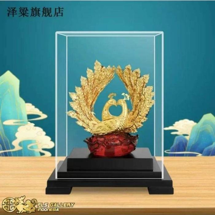 Souvenir Amber Golden Peacocks uk.17x13.5x22cm