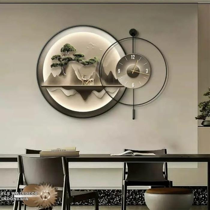 Walldeco Bonsai Scenery Clock set uk.60+50cm