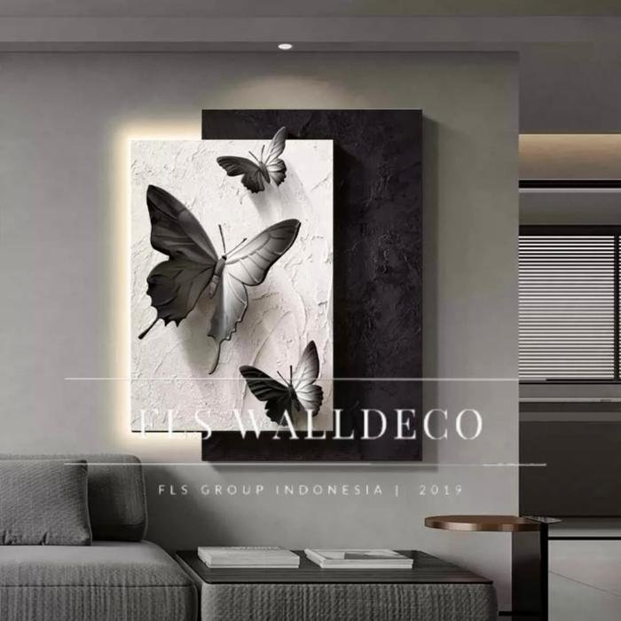 Wall Deco Double Butterly Deco (Black&White)