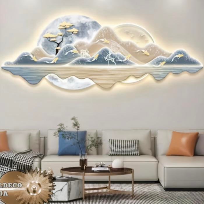 Wall Deco Lumina Deer Moon and Fish Led 160x60cm