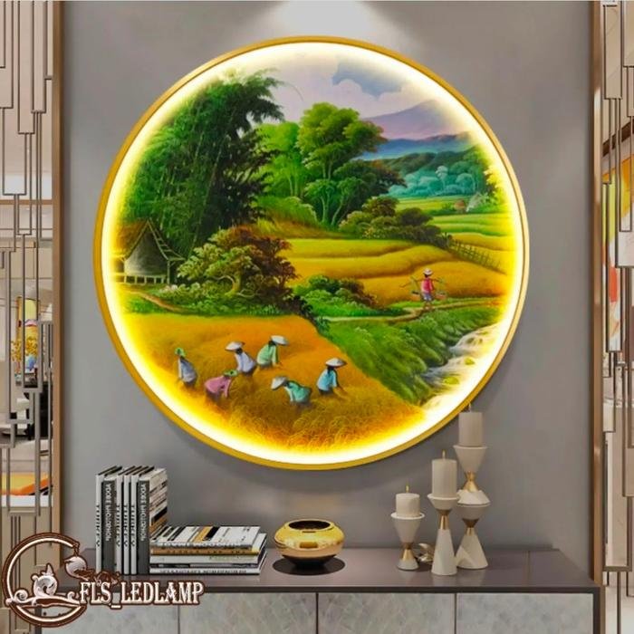 Painting LED Panen Raya IV 80cm Frame Gold + Remote Control