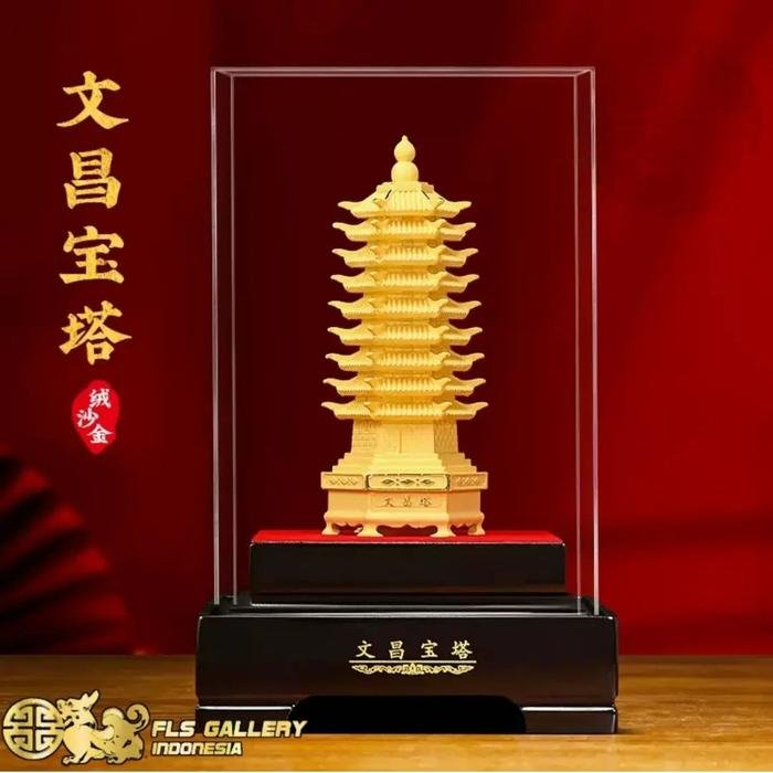 Wen Chang Pagoda Gold Foil 24K uk.16x16x22cm