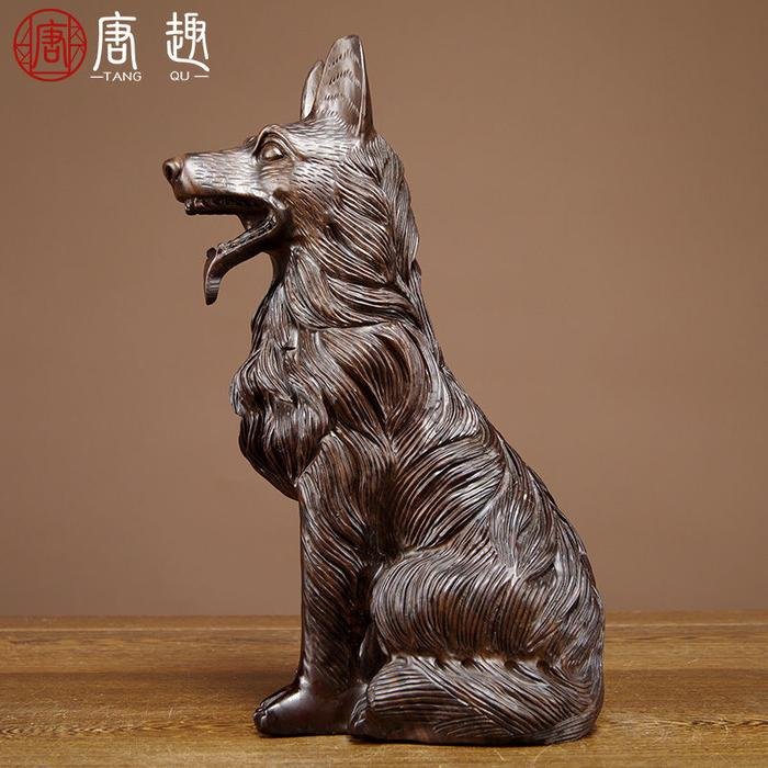 Pajangan Fengshui Ebony Wood Anjing 25cm