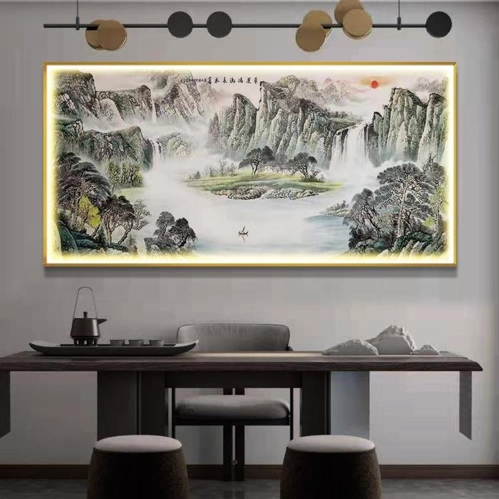 Painting LED RS Chinese Painting In 160x80cm Frame Gold + Remote