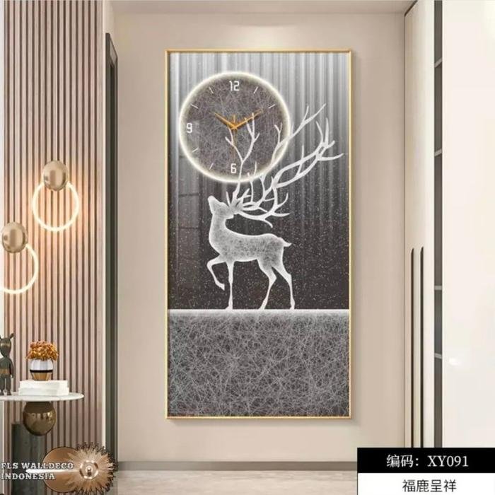Wall Deco Jam Dinding Standing Deer frame gold