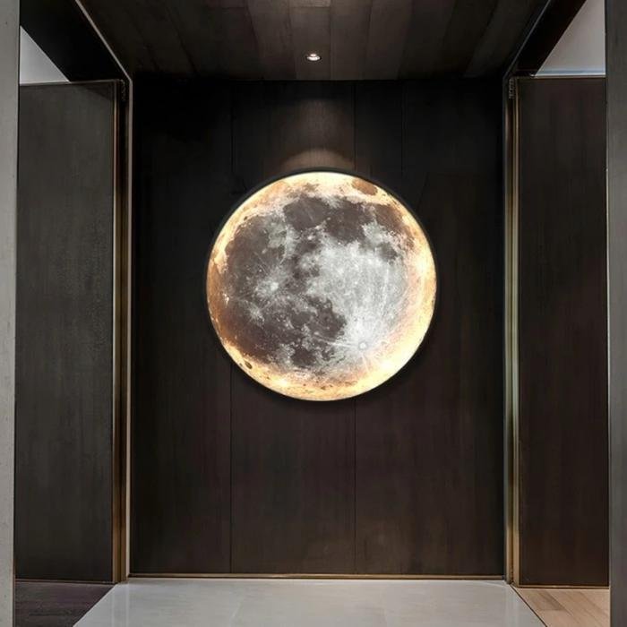 Painting LED Space Moon Black Frame set
