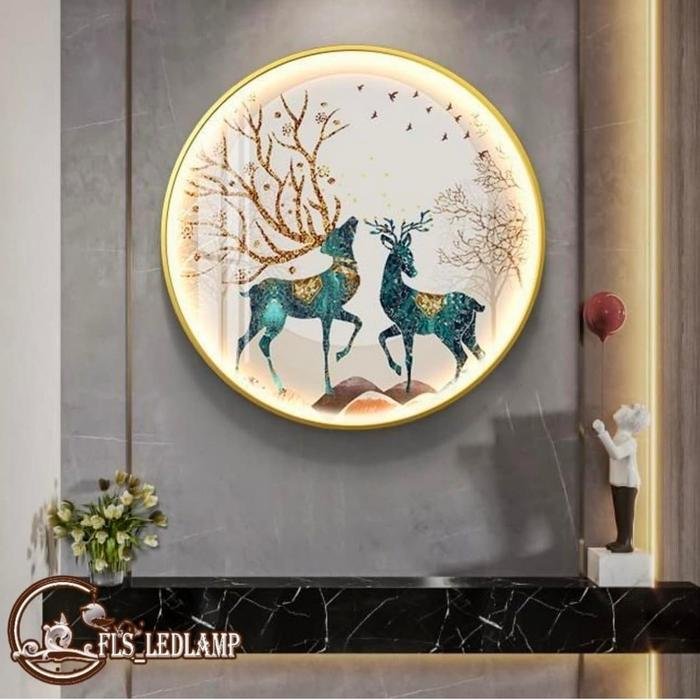 Painting LED Deers 50cm Frame Gold Manual