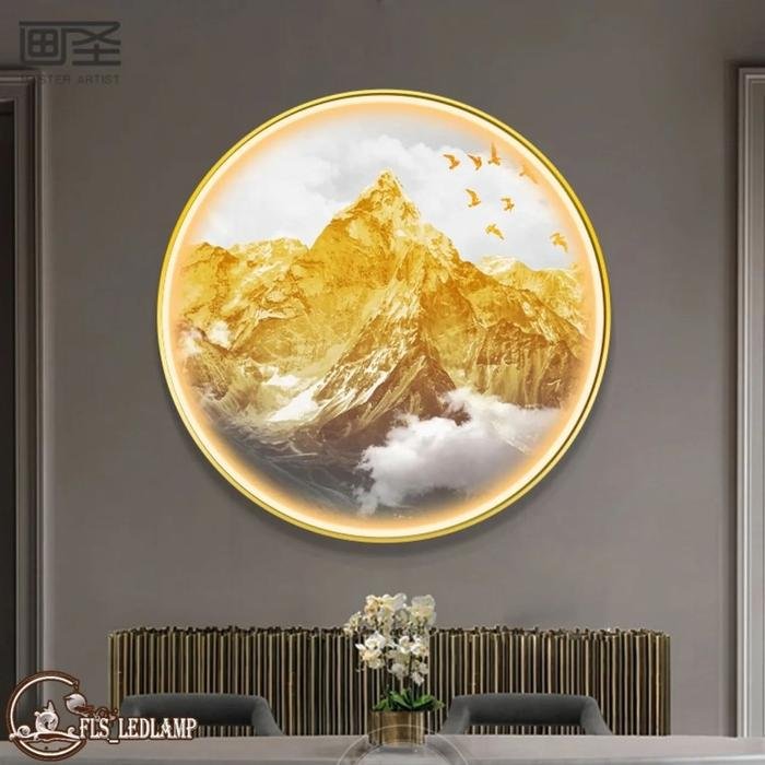 Painting LED Golden Fortune Mountain Frame Gold