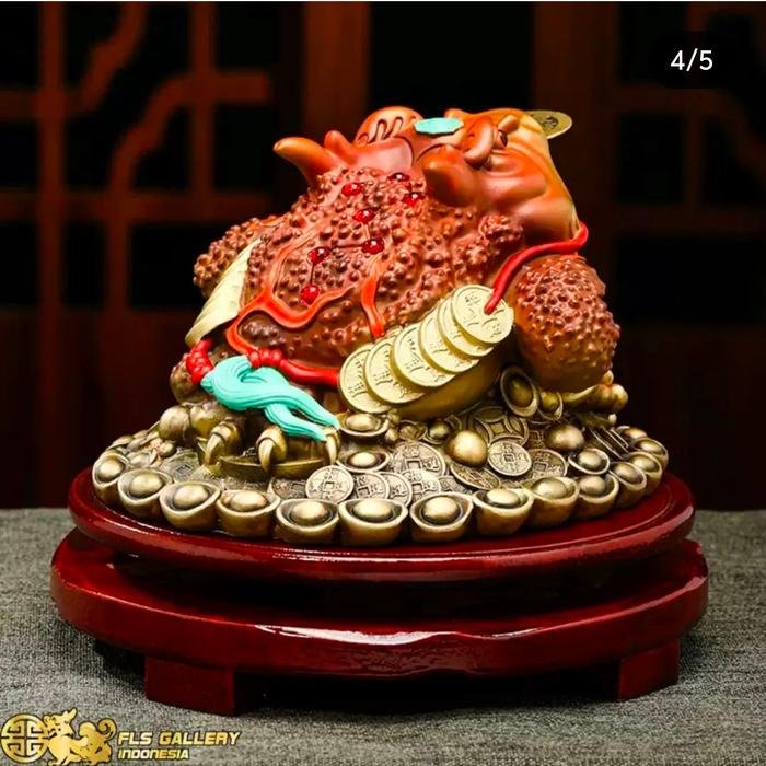 Pajangan Kuningan Kodok Kaki 3 (Zhao Cai Chan Cu)