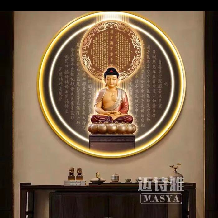 Painting LED Buddha GD Gold frame set