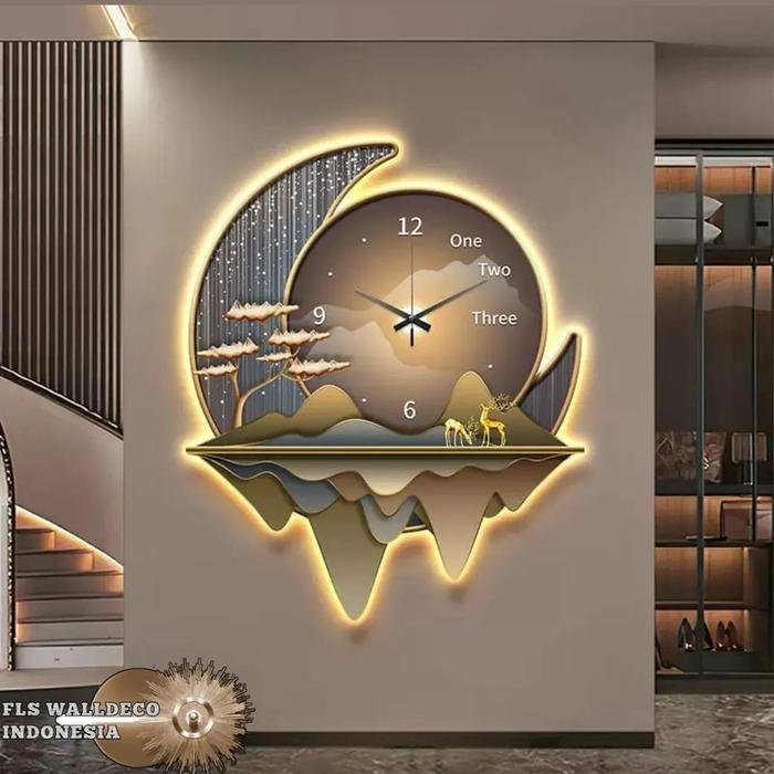 Wall Deco Jam Dinding LED (Cresca Deer Clock series Brown)