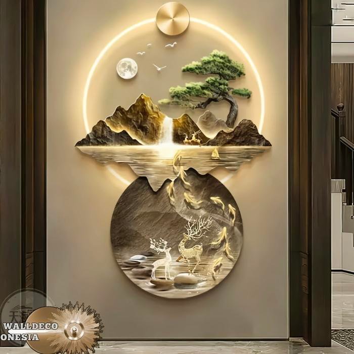 Wall Deco Hiasan Dinding Deer and Mountain Scene Set