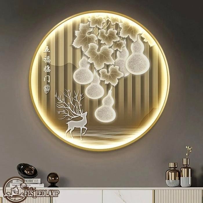 Painting LED Golden Wufulingmen frame gold