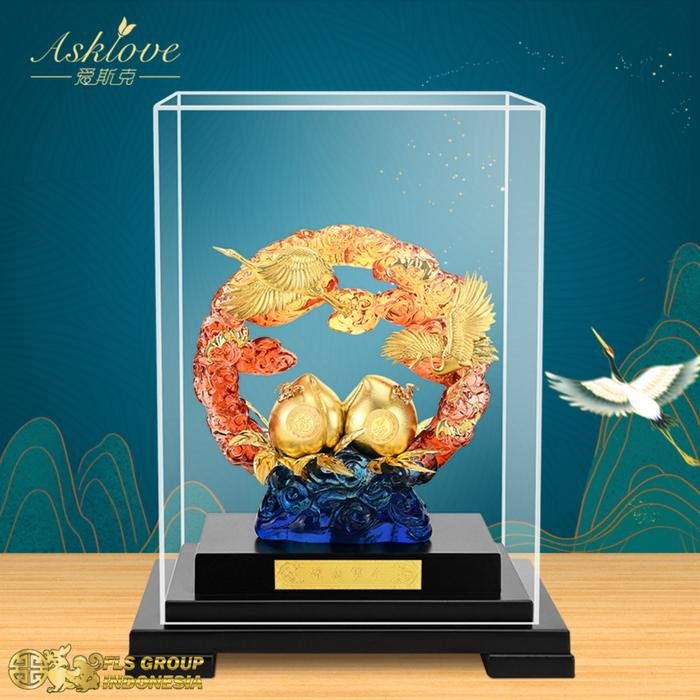Pajangan 24k Gold Foil Longevity Peach uk.13.5x17x22cm