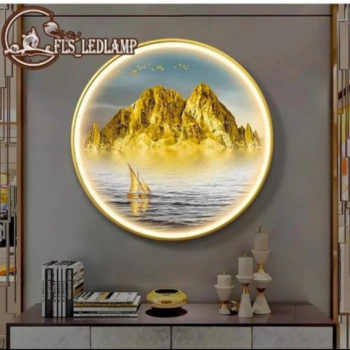 Painting LED Golden Mountain 80cm Frame Gold + Remote Control