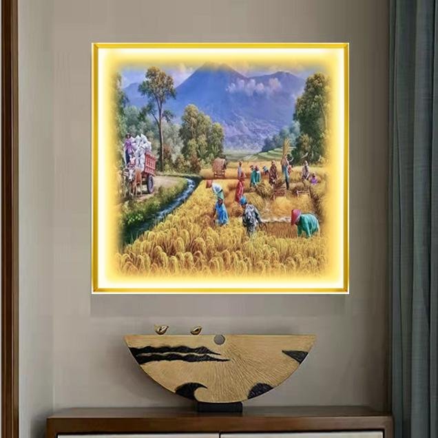 Painting LED Panen Raya II 120x120cm Frame Gold + Remote Control