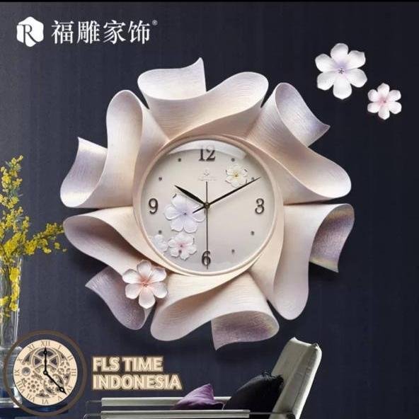 Jam Dinding Blossom Flowers Pink purple 57x57