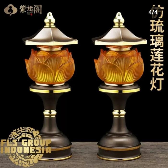 Lampu Altar Liu Li Teratai (Sepasang) Sembahyang
