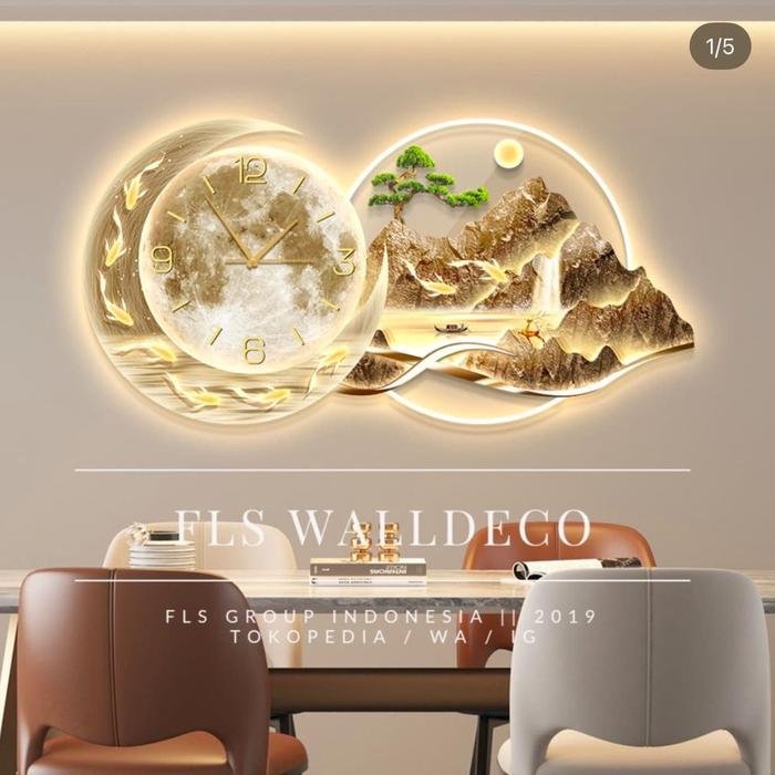 Wall Deco Jam Dinding Fish Scenery Led30