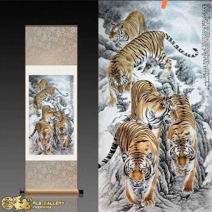 Chinese Painting Tiger Lukisan