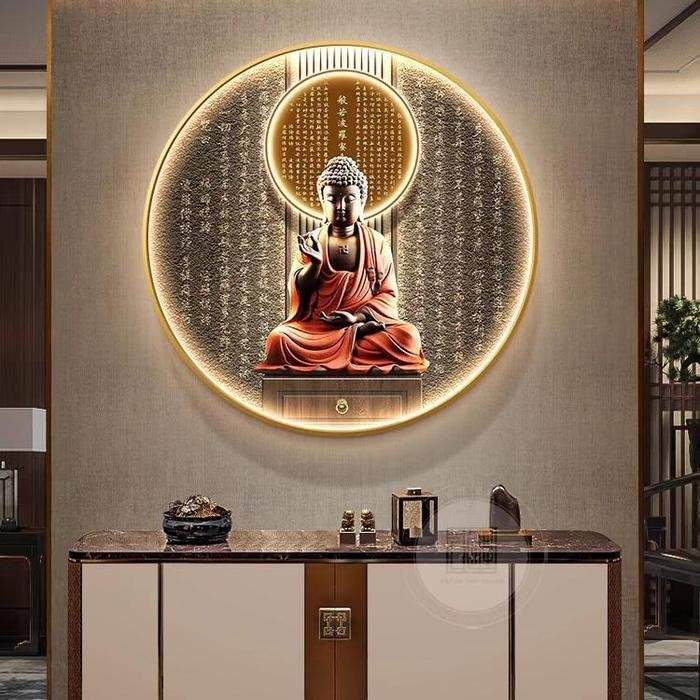 Painting LED Buddha Gold frame set A