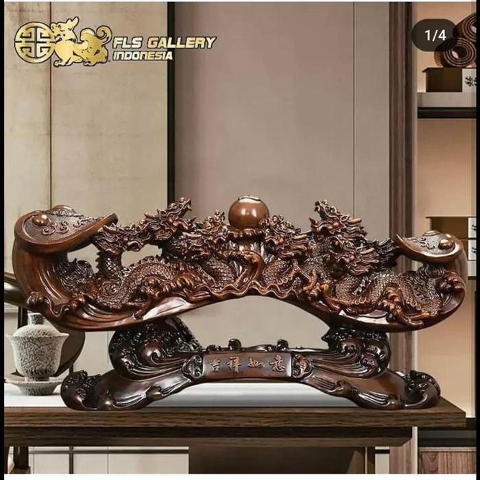 Pajangan Fengshui Ruyi 9 Naga uk 81x23.5x36cm