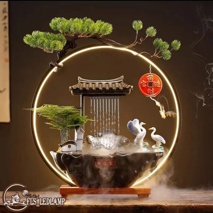 Fountain LED Duo Crane House Scenery