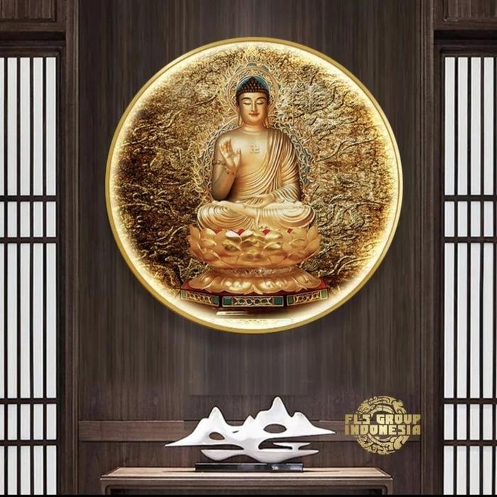 Painting LED Golden Buddha Gold frame set
