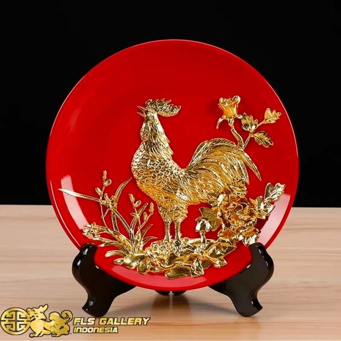 Chinese Red Plate Golden Rooster