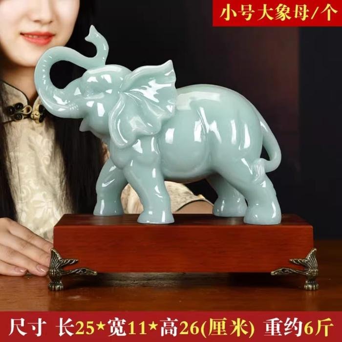 Pajangan Fengshui Gajah Ice Jade