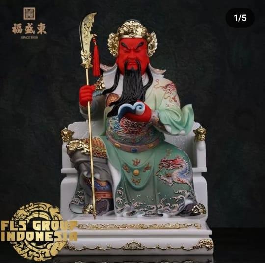 Patung Guan Gong 12Inch/ 30cm (Marmer Giok) Pegang Buku