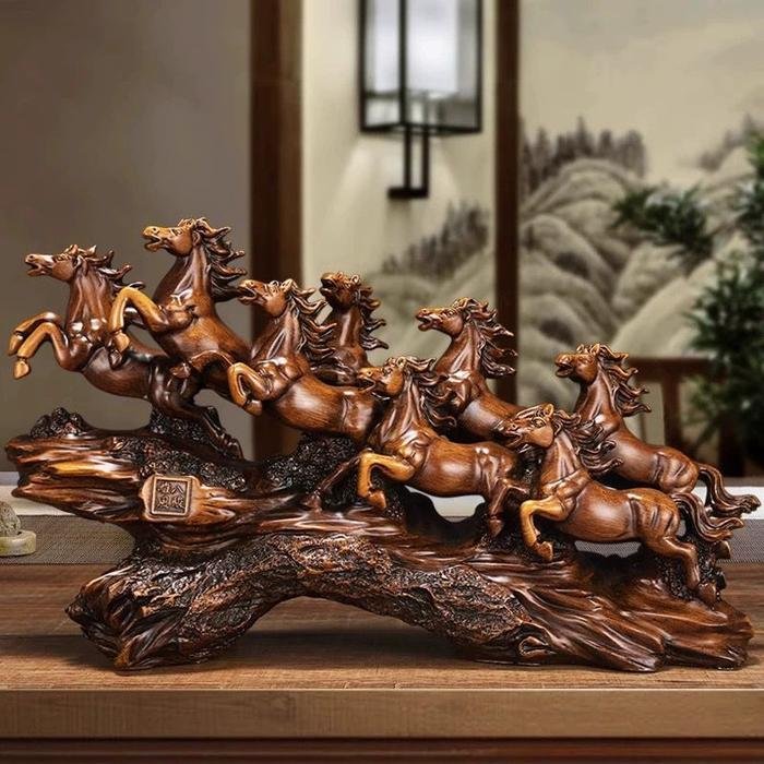 Pajangan Fengshui 8 Kuda (8 Jun Xiong Feng) uk 36cm