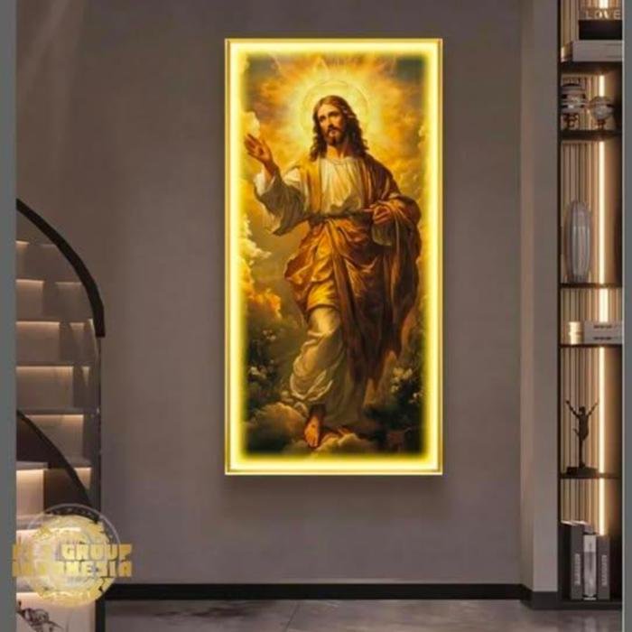Painting LED A Yesus di Surga Frame Gold set
