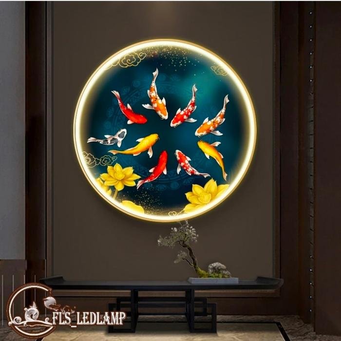 Painting LED 9 Yi Ju Cai 100cm Frame Gold + Remote Control