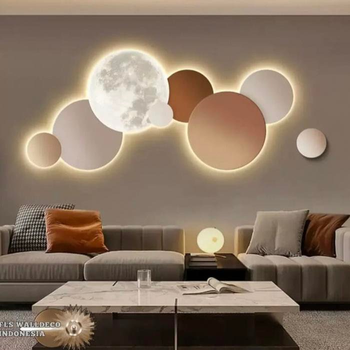 Wall Deco Moon and Galaxy hiasan dinding 134x50cm