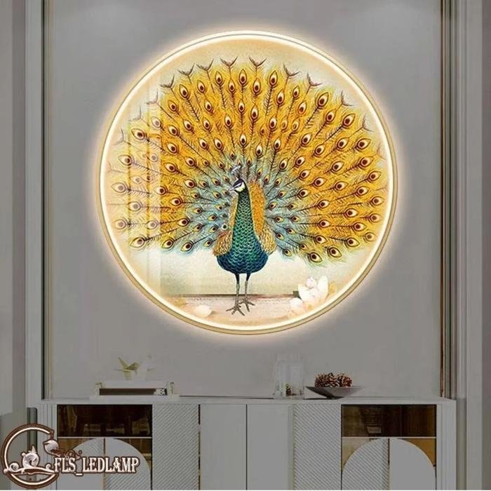 Painting Led Golden Majestic Peacock Gold frame