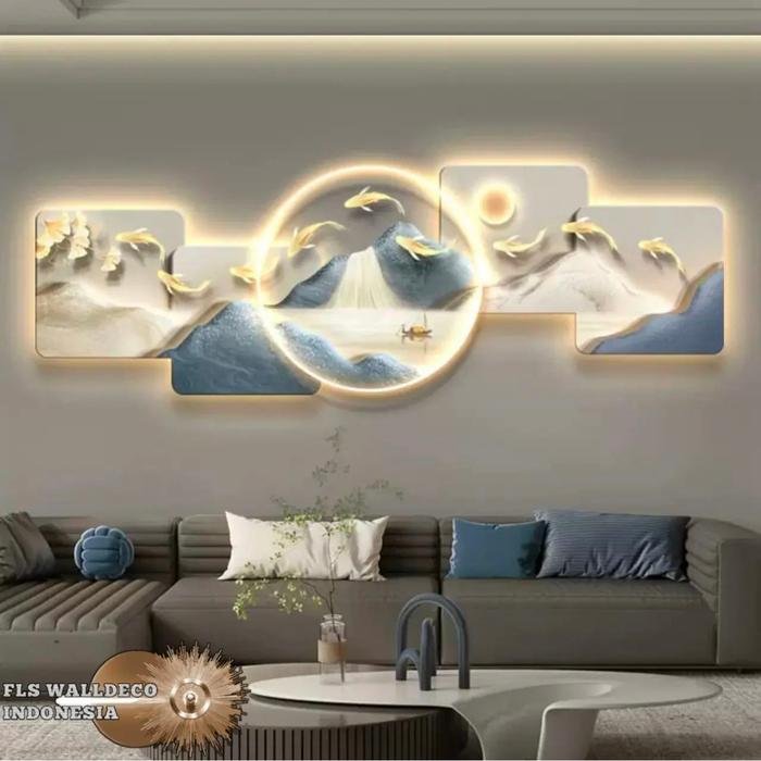 Wall Deco Azure Mt River Scenery LED