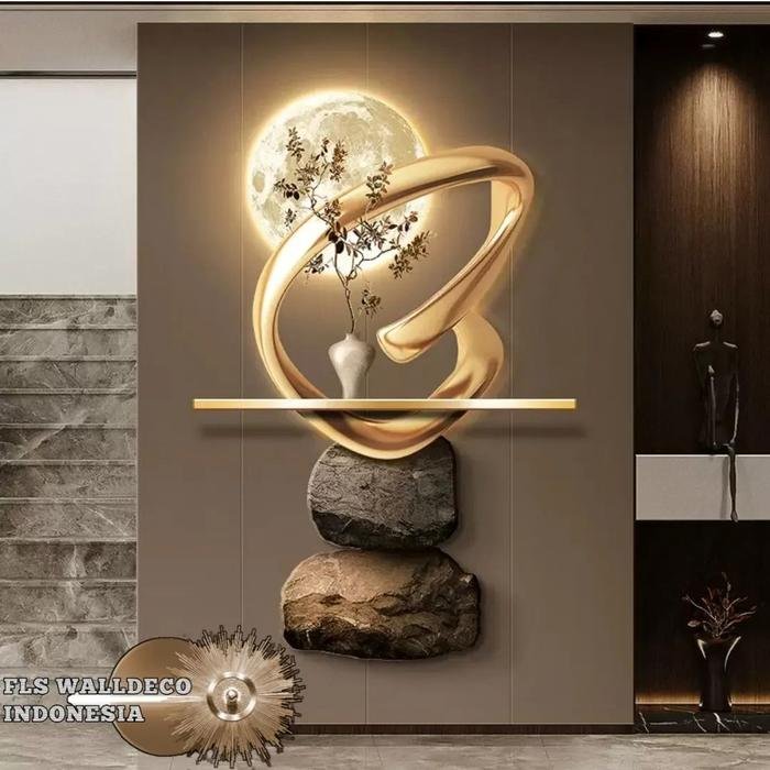Wall Deco Zen Moon Gravel LED Set