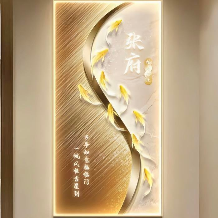 Painting LED Auspicious 9 Koi (Tanpa Tulisan Marga)