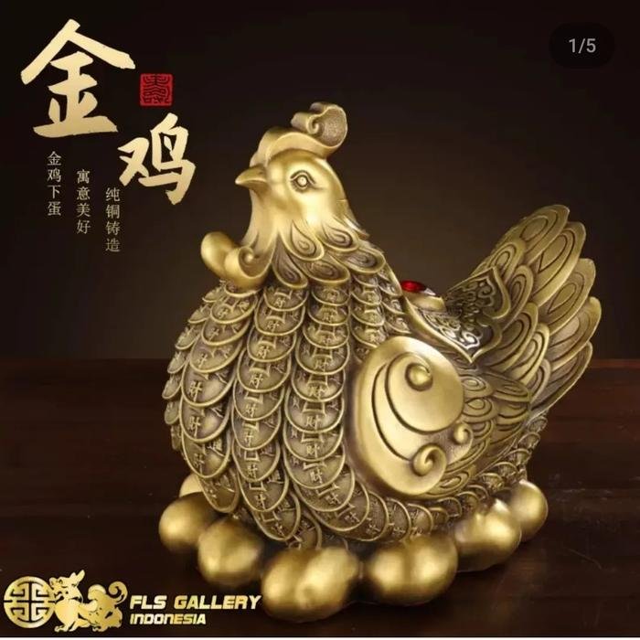 Pajangan Kuningan Golden Rooster