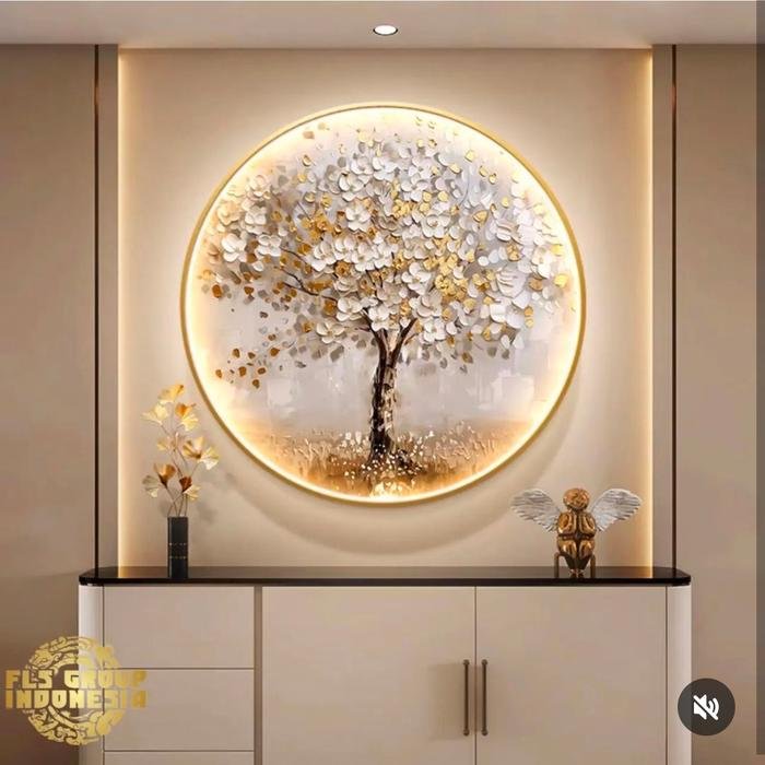 Painting LED White Gold Tree Frame Gold set
