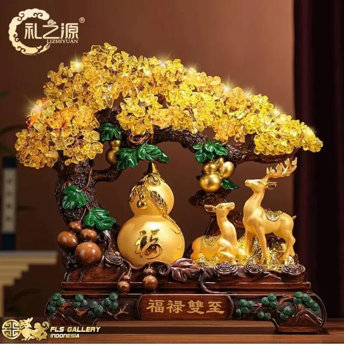 Pajangan Fengshui Fu Lu Shuang Zi uk.42cm (Gold)
