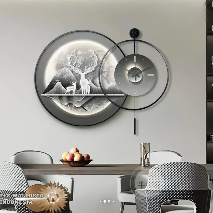 Wall Deco Jam Dinding Deer Duo Black