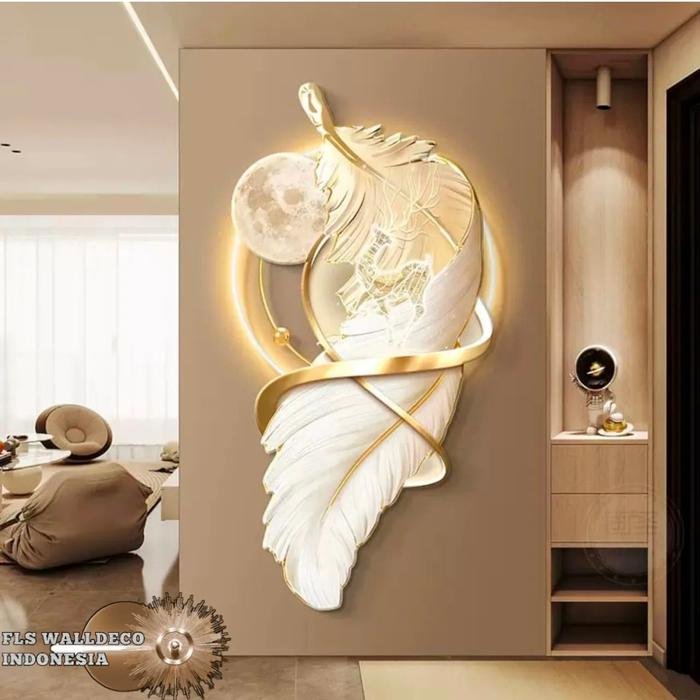 Wall Deco Glowing Feather Deer LED